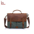 2018 Popular Custom Men's Leather Canvas Messenger Bag